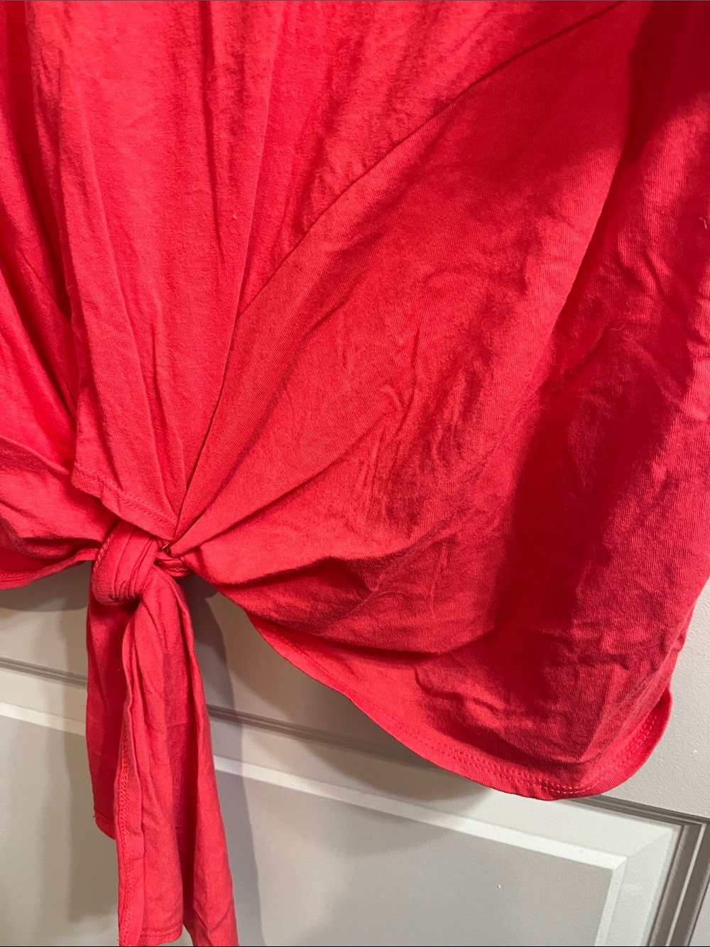 Caslon Red Short-Sleeve Tie-Front Tee - Picture 6 of 14